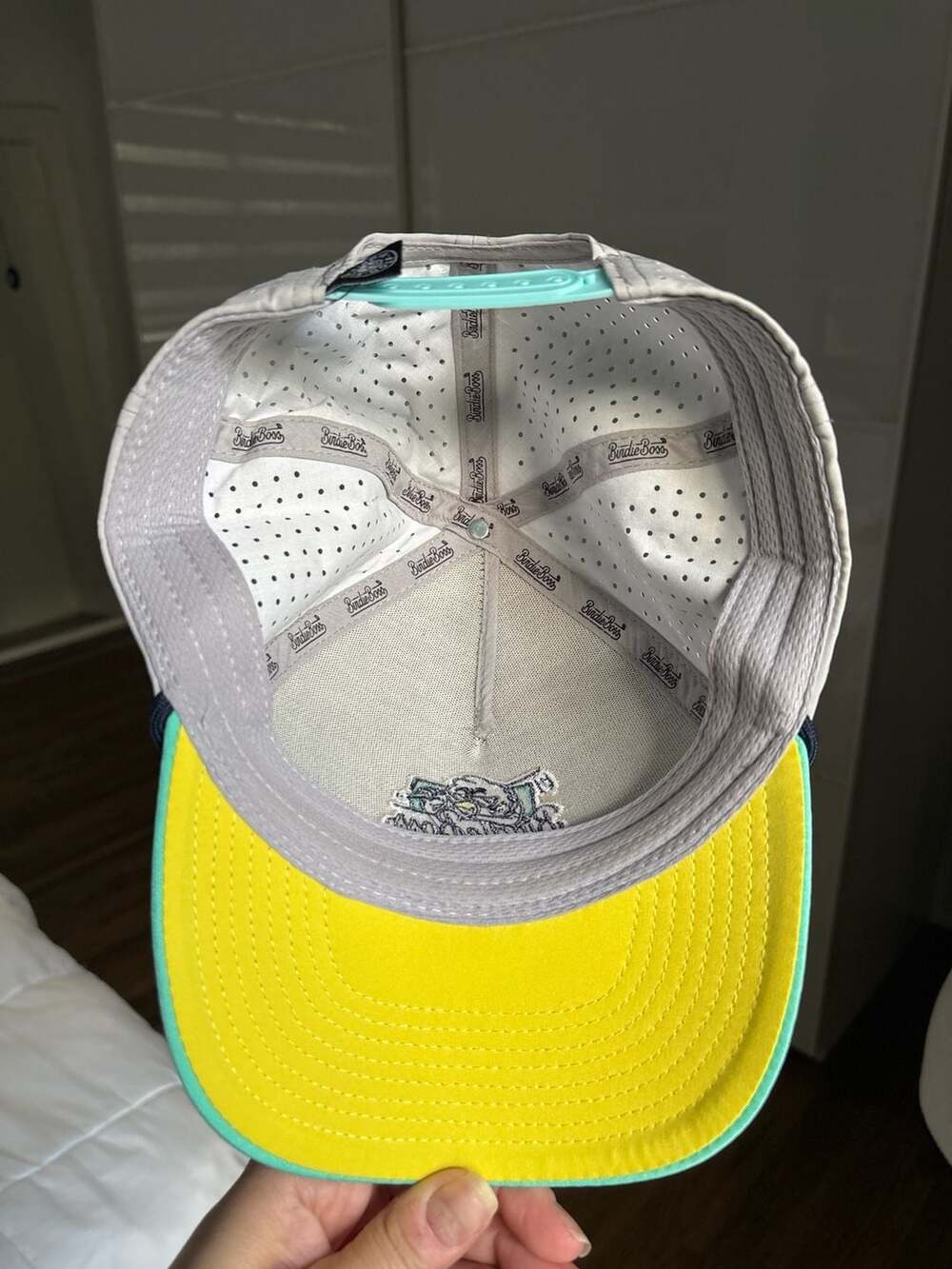 Birdie Boss Golf Grey and Teal Performance Rope Hat with Perforated Panels - Picture 5 of 8